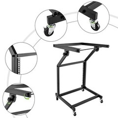 9U12U/16U Rack Mount Mixer Case Stand Studio Equipment Cart Stage Amp DJ Rolling