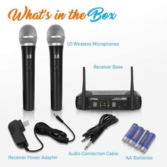 Pyle Professional Wireless Handheld Microphone System – Dual UHF Band, Black