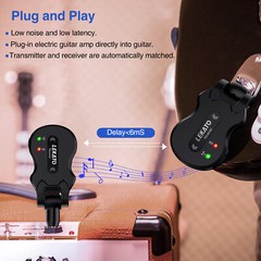LEKATO 5.8G 4 Channels Wireless Guitar System Transmitter Receiver Rechargeable