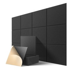 18Pack Black Acoustic Panels 12″X12″X 0.4″ Sound Absorbing Soundproof Wall Panel