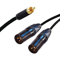 RCA Phono Split into 2 Dual Neutrik Male XLR Cable. Splitter Duplicator Lead