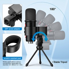 JAMELO Computer USB Microphone RGB Studio Vocal Gaming Condenser Mic with Stand