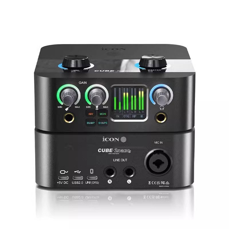 ICON 2NanoS USB Audio Interface 2-In 2-Out Live Sound Card 1.3″ Color Dislay