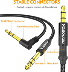 1/4 Inch TRS Instrument Cable 6.6 Feet 2-Pack, Straight-To-Right Angle 6.35Mm Ma