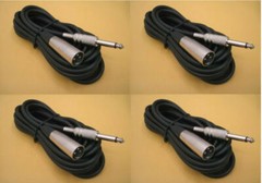 4 x 15FT XLR 3Pin Male to 1/4″ Mono Plug Mic Microphone Audio Cable Lot 15′ Foot