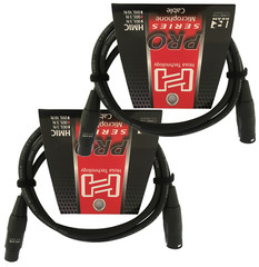 2 Pack Hosa Pro Microphone Cable, Neutrik REAN Connectors REAN XLR3F to XLR3M