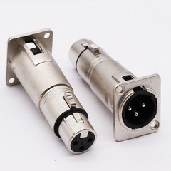 2x XLR Male to XLR Female Feed/Pass Thru Connector Adapter for D Panel Mounting