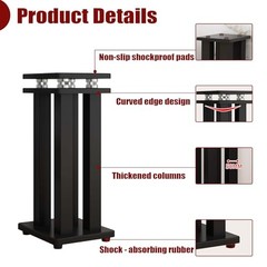 17in Heavy Duty Speaker Stands Pair up to 110lbs, Vibration 17 inch Black