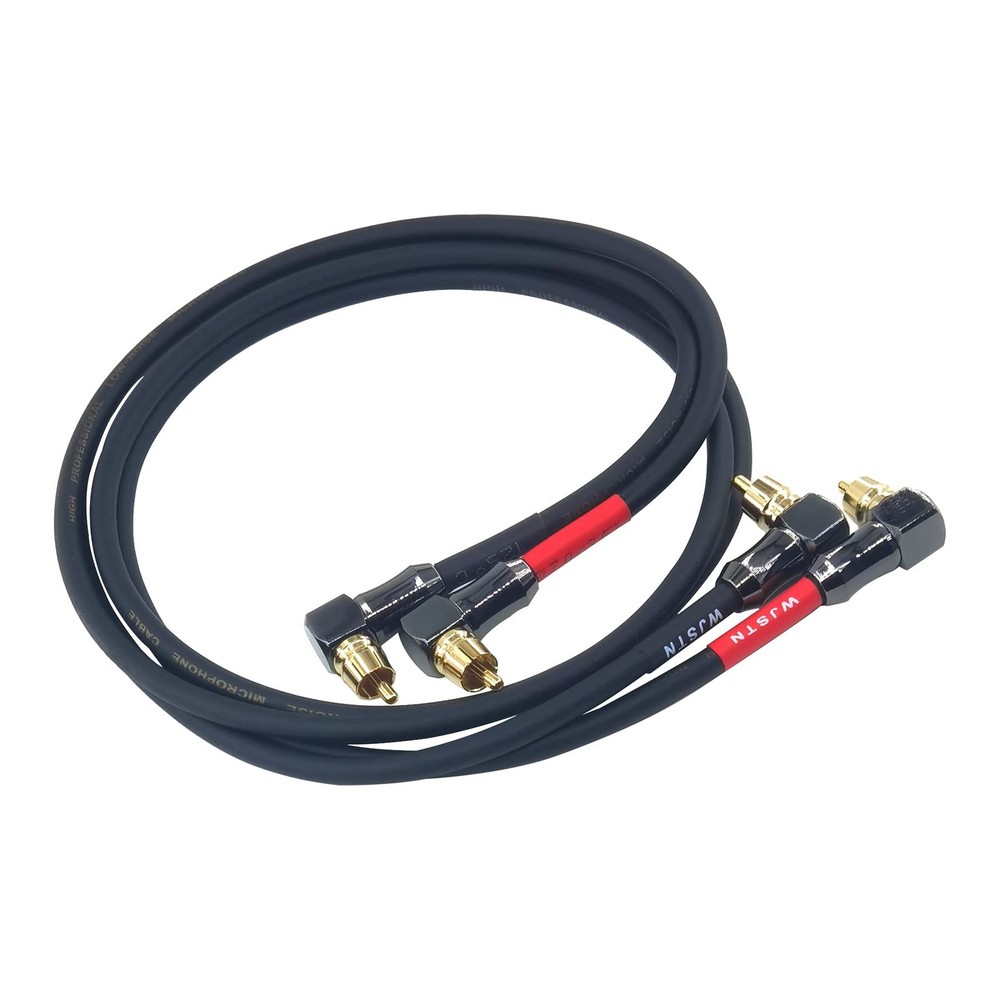 WJSTN-061 Right Angle RCA to Cable 2FT, Black  red