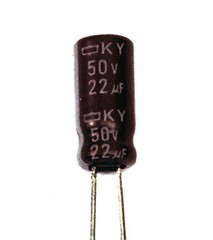 100pc Electrolytic Capacitor KY 22uF 50V +105℃ 5000hr Nippon Chemi-Con 5x11mm