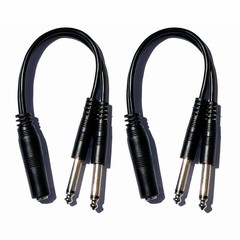 2 Pack 1/4″ Mono Y Splitter Cable TS Female to Dual TS Male Breakout
