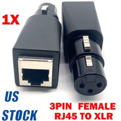DMX to RJ45 Connector – RJ45 Ethernet to 3 Pin XLR DMX Female Adapter NEW
