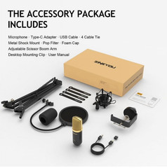 ZINGYOU USB Microphone Kit w/ Arm Stand Studio Mic for Streaming Podcast Gaming