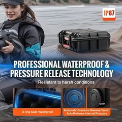 0.56 Cu.ft Weatherproof Hard Case with Handle Clips Padlock Holes PU Foam