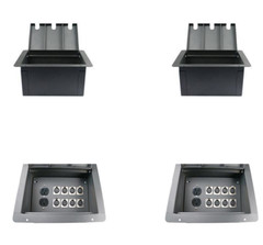 2 Elite Core Recessed Stage Floor Pocket Box 8 Female XLR Connectors & AC Outlet