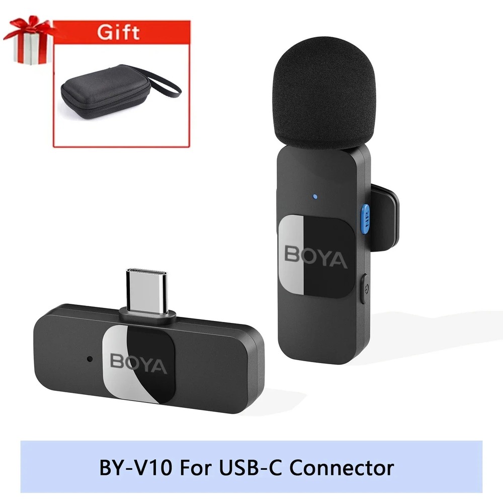 BOYA BY-V Wireless Lavalier Mic Type-C Android iPhone 2.4GHz Recording Vlog