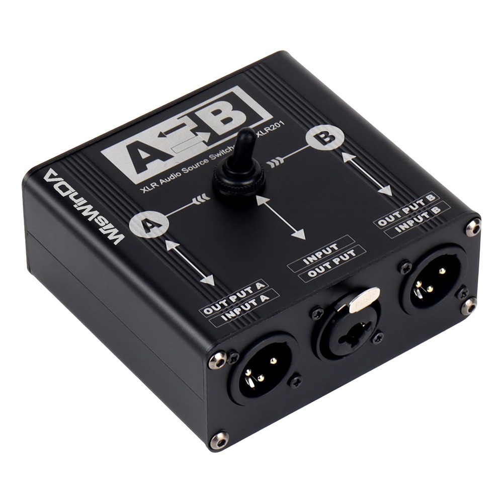 XLR Passive A/B Switch Box 2 Channel No Loss Switching Aluminum Shell F-2M