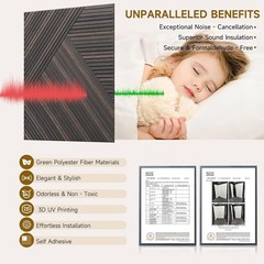6 PACK Acoustic Panels for Wall & Ceiling 2’x2’x0.4″, Self-Adhesive 3D UV Print