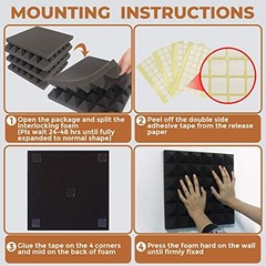 Acoustic Panels – 12 Pack Set 12x12x2 Inches 12 x 12 x 2 Inches 12 Pack – Black