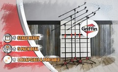 GRIFFIN Microphone Stand with Boom Arm 5 PACK – Tripod Telescoping Studio Mic