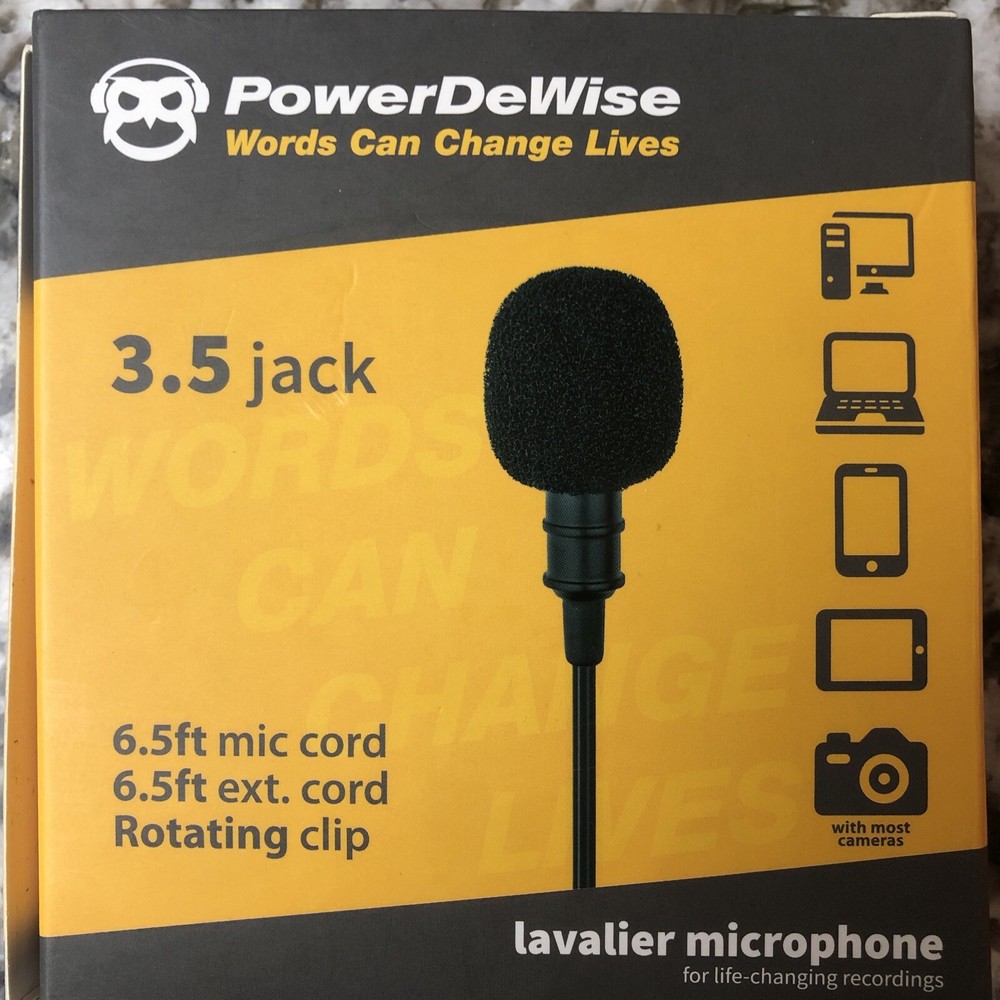 PowerDeWise Lavalier Microphone 3.5mm Jack 6.5ft Cord for iPhone Smartphone iPad