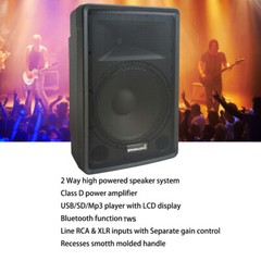 15″ Powered Active PA Speaker TWS Audio Bluetooth Speaker Loudspeaker US Seller