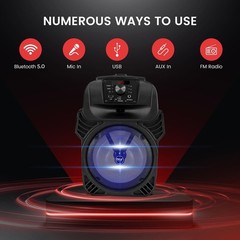 Pyle PPHP844B Bluetooth Portable PA Speaker, Built-in Rechargeable Battery, 400W