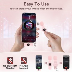 Mini Wireless Lavalier Microphone for iPhone 15 16, iOS and Android Devices -…