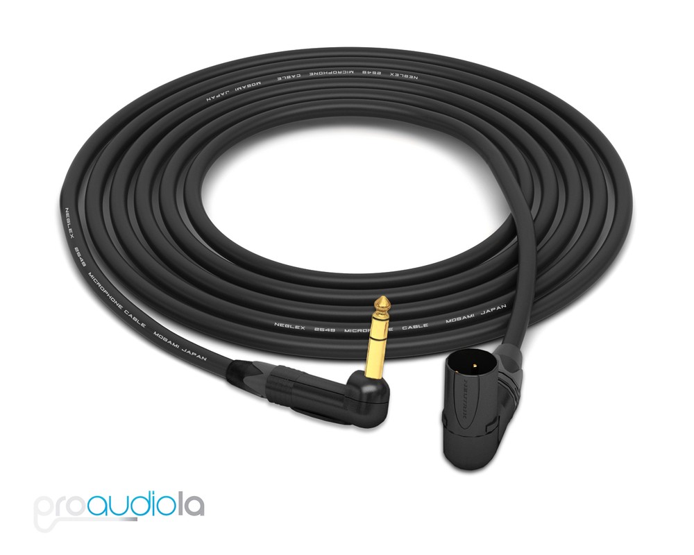 Mogami 2549 Cable | Neutrik Gold 90º XLR-M to 90º TRS | Black 35 Feet 35 ft. 35′