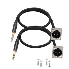 D Type Premium XLR Pass Through Cable 1.6FT 2 Pack 1/4 Inches TRS Male to XLR
