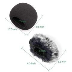 Microphone Windscreen, Furry Windscreen Muff Wind Cover + Foam Microphone Win…