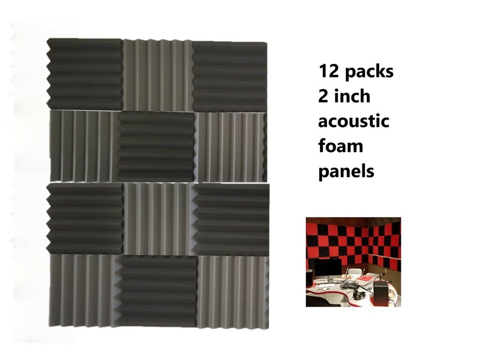 12 Pack Wedge Premium Acoustic Soundproofing Studio Foam Tiles 12″ x 12″ x 2″