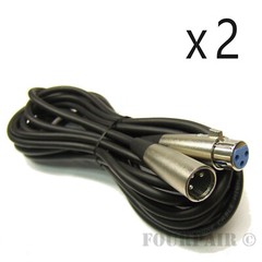 2 Pack Lot 15ft 3-Pin XLR Extension Audio Microphone Mic Cable Cord Male Female
