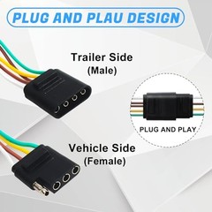 29Ft 4 Pin Trailer Wiring Harness Kit – 25FT 5-Wire Male & 4FT 4-Wire 29FT