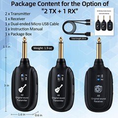 Dual Transmitter UHF Wireless Guitar System for Electric Musical Instruments USA