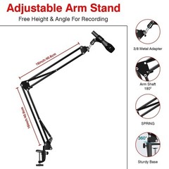 Microphone Stand Mic Boom Arm for Blue Yeti HyperX QuadCast S SoloCast Snowball