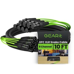 8-Channel XLR Snake Cable (10 ft) – 100% Oxygen-Free Copper Snake Wire, Chann…
