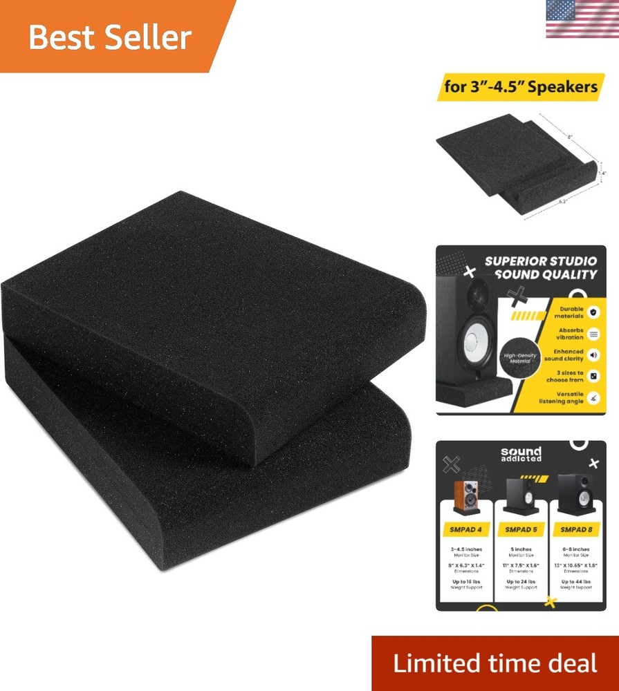 High Density Acoustic Foam Pads for 3-4.5 Inch Speakers, Perfect Sound Isolation