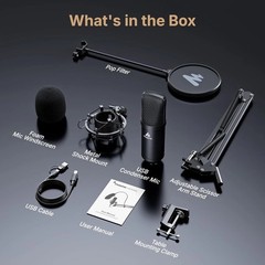192kHz/24Bit USB Microphone Kit for Home Studio: Plug & Play Cardioid Condenser