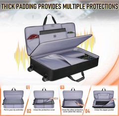 DJ Controller Rolling Case w/ Wheels for DDJ-FLX10, REV7, FLX6, 17.3″ Laptop
