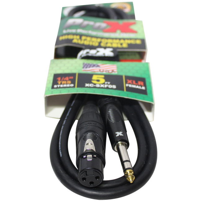 Pro X 5 Ft. Balanced 1/4″ TRS-M to XLR-F High Performance Audio Cable