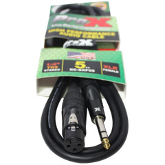 Pro X 5 Ft. Balanced 1/4″ TRS-M to XLR-F High Performance Audio Cable