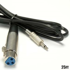 25FT XLR 3 Pin Female to 3.5mm 1/8″ Mono Male Mic Microphone Audio Cable Nickel