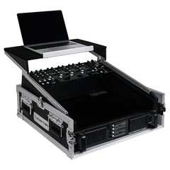 Sound Town 2U Glide Style Case with 11U Slant Mixer 20” Rackable Depth STMR-2ULT