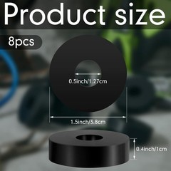 8 Black Rubber Vibration Isolation Pads – 1.5 Inch OD, Shock Absorbing