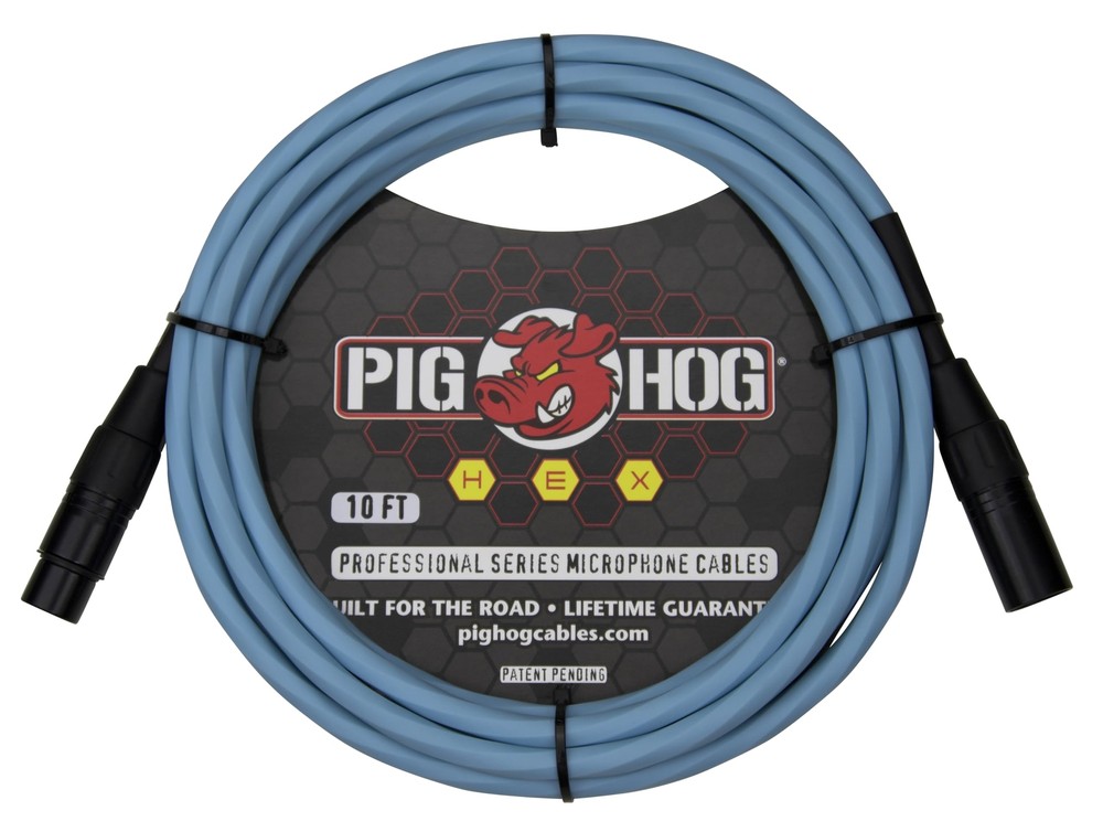 PHMH10DB Hex Series Microphone Cable 10-Feet Daphne Blue Patent Pending 6 Sid…