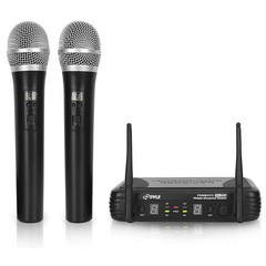 Pyle Professional Wireless Handheld Microphone System – Dual UHF Band, Black
