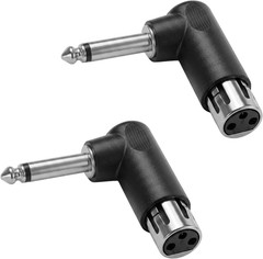 2 Pack Right Angle Adapter Male to TS 1/4″, XLR 90 Degree Adapter 3-Pin XLR