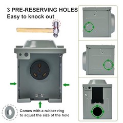 30 Amp RV Power Outlet Box – Upgraded Preset Hole – Easy Knock