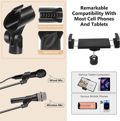 Mic Stand,6 In 1 Microphone Stand Floor Boom Mic Stand, Support Boom Goosenec…